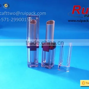 High Grade Acrylic Lipstick Tube With Aluminum Tube, Square Metal Aluminum Lipstick Case With Acrylic Outer Cover thumbnail-2
