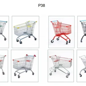 150L Asia 5 Inch PU Wheel Steel Shopping Trolley for Supermarket （surface : Zinc and Transparent Powder Coating） thumbnail-4