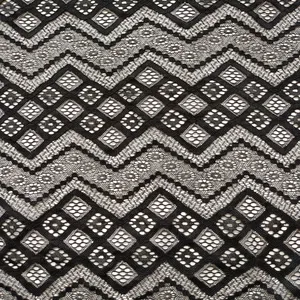 XL668 New Black Geometry French Lace Design Style Elastic Lace Fabric thumbnail-2