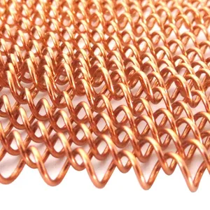 Aluminium Decorative Steel Metal Wire Screen Woven Architectural Mesh Ceiling Curtain Hanging Drapery Coil for Interior Design thumbnail-5
