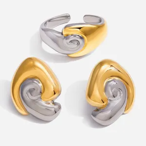 Trendy 18K Gold Plated Heart Earrings Waterproof Stainless Steel Fashion Jewelry thumbnail-5