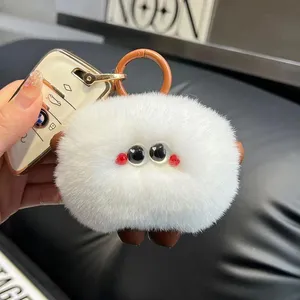 Kawaii Monster Fur Pom Pom Keychain thumbnail-4