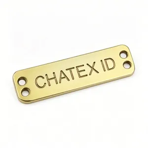 Rectangle Embossed Logo Metal Tag, Rose Gold Sew-On Name Plate thumbnail-2