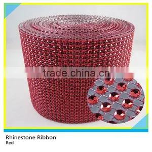 Orange Plastic Rhinestone Mesh 10 Yards 24 Rows Rhinestone Diamond Round Ribbon Roll thumbnail-4