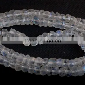 Natural Rainbow Moonstone Faceted Rondelle thumbnail-1