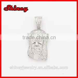 2014 Fashion Brass Micro Paved Aaa cz Bling Iced Out Jesus Pendant Necklace thumbnail-1