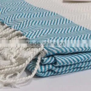 Hammam Fouta Towel With Fringes Peshtemal Tunsian Fouta Beach Pareo thumbnail-4