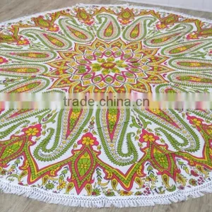 Round Beach Towel Wholesale Boho Beach Throw With Fringes thumbnail-2
