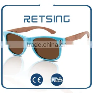 2015 Plastic Frame With Bamboo Pins Sunglasses Customized With Logo for Free With Polarized Lenses thumbnail-1