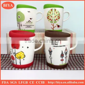 Silicone Mug Covers Ceramic Cup and Mug With Silicone Lid and Bottom With Handle Mug and Decal thumbnail-1