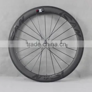 700c Ican Carbon Fiber Bike Wheels 56mm Clincher Road Bicycle Wheel With Glossy Logos W56C thumbnail-2