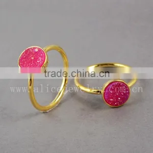 Fashion 18K Gold Plated Jewlry Ring, Stalactite Quartz Ring, Fashion Quartz Gemstone Bezel Ring Quality Choice thumbnail-1