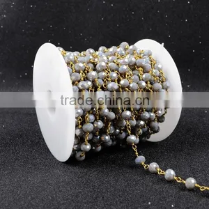 $4/meter by Trade Assurance- Fashion Grey Faceted Crystal Quartz Jade Beaded Stone Chains for Necklace thumbnail-4
