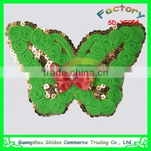 Sewing on Clothes Sequin Applique Embroidered Green Butterfly Bead Custom Embroidery Patch thumbnail-1