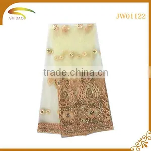 Wholesale High Quality Latest Nigerian Decorative Embroidery 3D Patterned Silk Fabric Market in Indian thumbnail-4