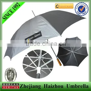 Silver Coating UV Protect Wooden J Shape Handle Straight Rain Umbrella thumbnail-1