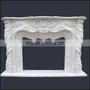 French Style Cheao White Marble Indoor Used Fireplace Mantel Shelf thumbnail-1
