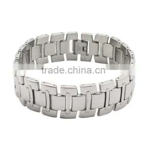 High Polish Link Chain Stainless Steel Cuff Bracelet Man thumbnail-4