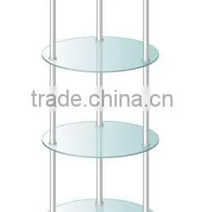 Clear Tempered Glass Bathroom Storage Four-tiers Oval Glass Shelves Metal Etagere thumbnail-1