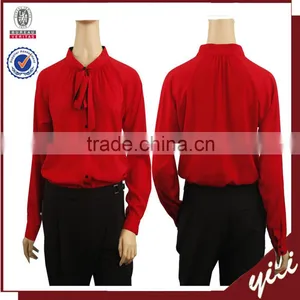 2016 A/W Red Color Bow Tie Women Long Sleeve t Shirt thumbnail-1