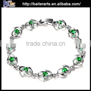 Multi Colors Alloy Copper Women's Round Stone Gold Plated Imitation Bangles thumbnail-6