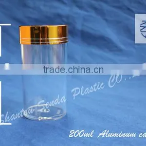 Acrylic Bottle,Aluminum Screw Cap Empty PS Pill Bottle With Transparent Color,200ml Clean Pill Bottle With Golden Cap thumbnail-2