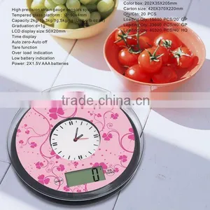 Round Sharp Digital Kitchen Scale With Clock Function Tare Function thumbnail-1