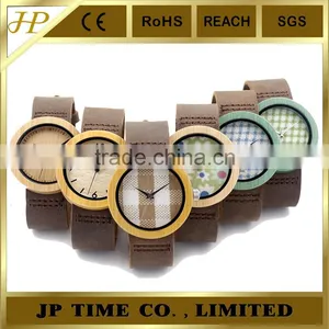 2016 Newest Bamboo Wooden Watch 2016 With Cloth Dial Face Quartz Watches thumbnail-1