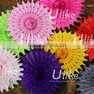Popular Tissue Paper Fans Ceiling Decoration For Parties Party Stage Decoration thumbnail-3