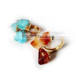 Alloy Citrine Druzy Agate Ring thumbnail-1