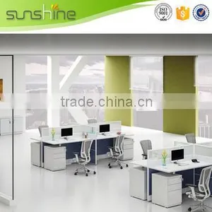 Sunshine Aluminum Partition Office Cubicle Workstation With Three Drawers Steel Leg Support thumbnail-2