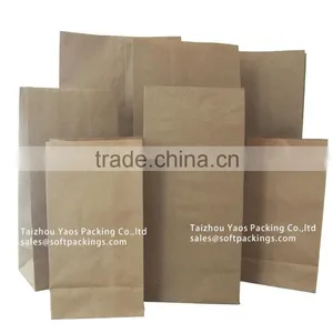 Take Away Fast Food Paper Bag, Natural Kraft Paper Packaging Bag With Flat Bottom, Machine Made Reusable Grocery Paper Bag thumbnail-1