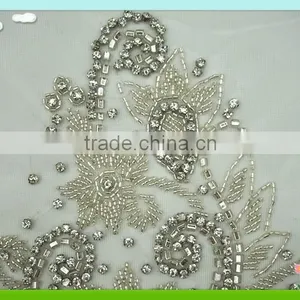 2015 Newest and Fashion Beads Applique Patch on Mesh RC-313 thumbnail-4