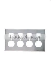 4 GANG Duplex Receptacle Wall Plate Stainless Steel thumbnail-1