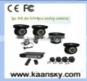 Lowest Price 4 Pcs Analog Indoor Dome Cameras and 1 pc H.264 4ch Dvr Cctv Dvr Kit 4ch thumbnail-1