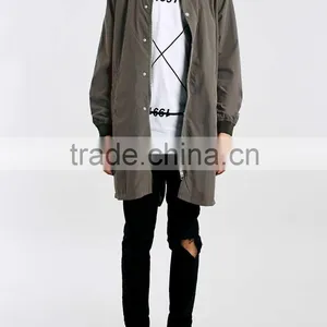 Men's Kakhi Color Longline Bomber Coat thumbnail-3
