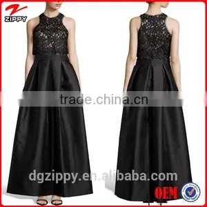 Black Floral Brocade And Sateen Evening Gown Latest Gown Designs thumbnail-1