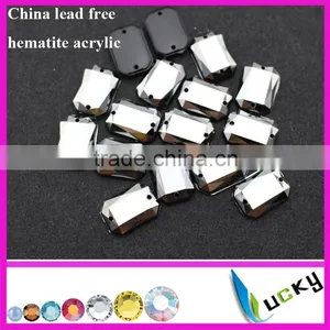 LUCKY Highest Quality Flat Back Sew-on Acrylic Stone Hematite Acrylic Stone thumbnail-1