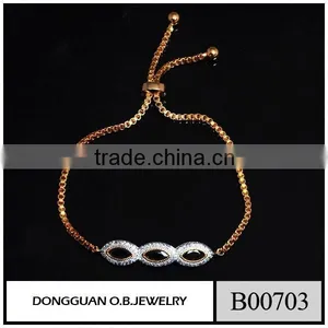 Ladies Top Selling Bracelet Design With Blue Glass and Rhodium Plating Bracelet Fashion thumbnail-3