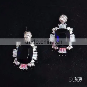 Irregular Blue Glass Stone Rhodium Jewelry Set From Jewelry Factory thumbnail-2