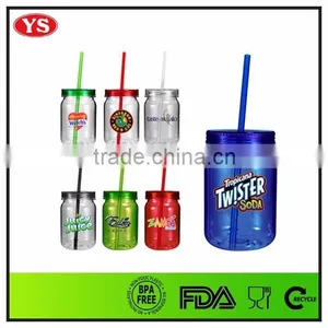 900 ml Large Capacity Transparent Mason Jar With Straw thumbnail-1