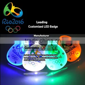 2016 Brazil Rio Big Events Sport Games Flashing Glow Led Badges thumbnail-1