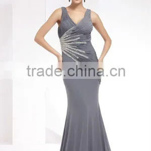 Sleeveless V Neck Cotton Long Maxi Dress Mother The Bride Dress thumbnail-2