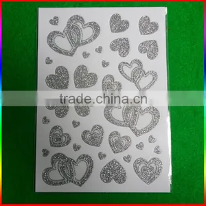 Glitter Powder Silver Heart Stickers thumbnail-1