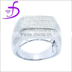 Wholesale Jewelry Silver 925 Men Ring Micro Pave Setting Gemstone Chunky Silver Men Ring thumbnail-1