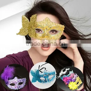 Party Beautiful Italy Lace Mask Venice Mask the Princess Party Leather Feather Mask thumbnail-1