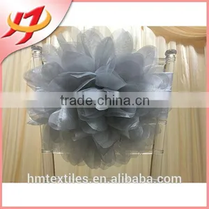 Hot Sale Wedding Decoration Cheap Flower Otganza Chair Sashes thumbnail-3