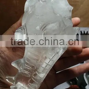 Natural Rock Transparent Crystal Dragon Skull for Decoration thumbnail-1