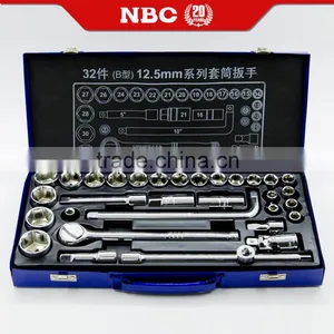 32 Pieces 12.5mm Series Socket Wrench Set Tools Kit thumbnail-1