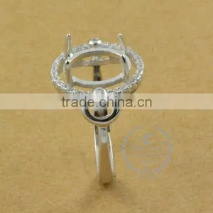 8*10mm 925 Sterling Silver Oval Bezel Silvery Prong Setting Ring Base Blank Supplies DIY Findings 1222006 thumbnail-2